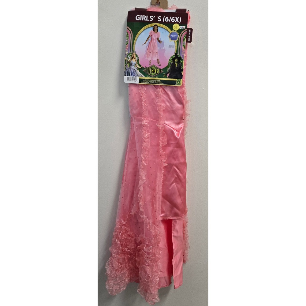 Disguise Wicked Glinda Child Costume Girls Size S 6/6X Pink Dress Halloween